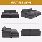 Canapé modulable en velours côtelé couleur nuage pour 2 personnes, disponible en noir/marron/gris/vert/écru