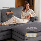 Canapé modulable en velours côtelé couleur nuage pour 2 personnes, disponible en noir/marron/gris/vert/écru
