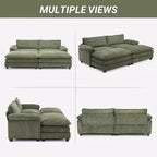 Canapé modulable en velours côtelé couleur nuage pour 2 personnes, disponible en noir/marron/gris/vert/écru
