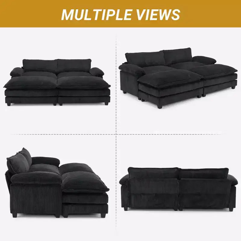 Canapé modulable en velours côtelé couleur nuage pour 2 personnes, disponible en noir/marron/gris/vert/écru