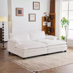 Canapé modulable en velours côtelé couleur nuage pour 2 personnes, disponible en noir/marron/gris/vert/écru