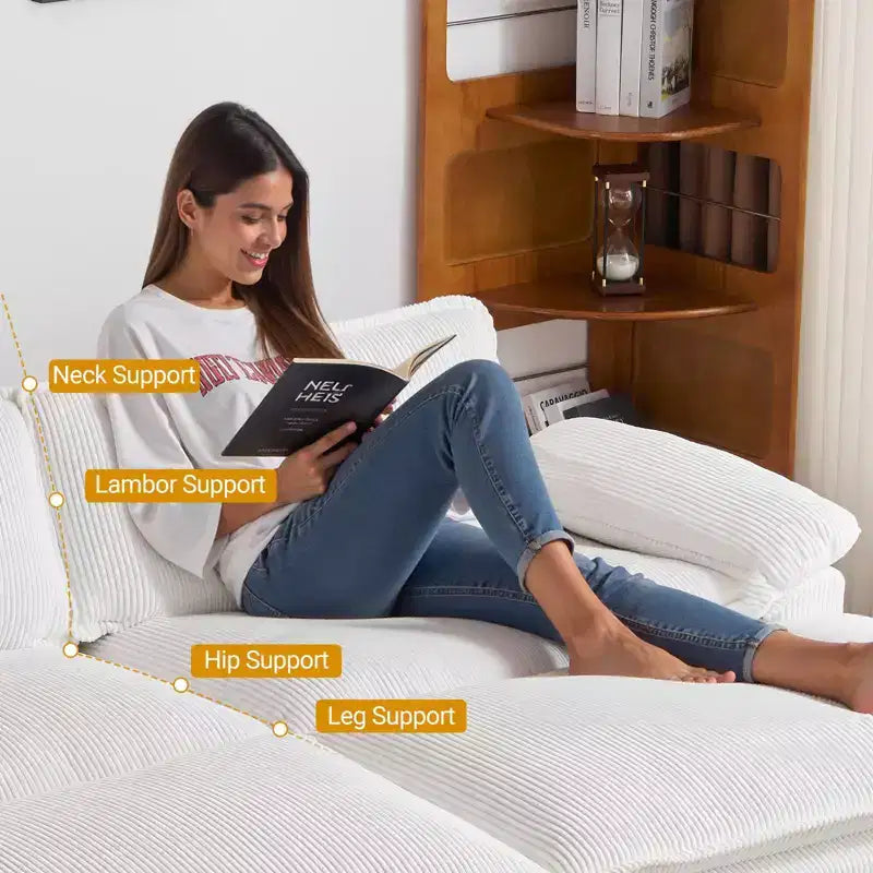 Canapé modulable en velours côtelé couleur nuage pour 2 personnes, disponible en noir/marron/gris/vert/écru