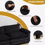 Canapé modulable en velours côtelé couleur nuage pour 2 personnes, disponible en noir/marron/gris/vert/écru