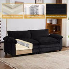 Canapé modulable en velours côtelé couleur nuage pour 2 personnes, disponible en noir/marron/gris/vert/écru