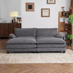 Canapé modulable en velours côtelé couleur nuage pour 2 personnes, disponible en noir/marron/gris/vert/écru