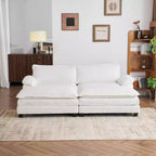 Canapé modulable en velours côtelé couleur nuage pour 2 personnes, disponible en noir/marron/gris/vert/écru