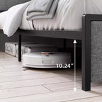 Lit King rembourré avec tête de lit de rangement, 2 tiroirs et station de charge pour 1