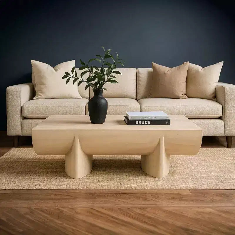 Table basse rectangulaire en bois de manguier naturel pour 1