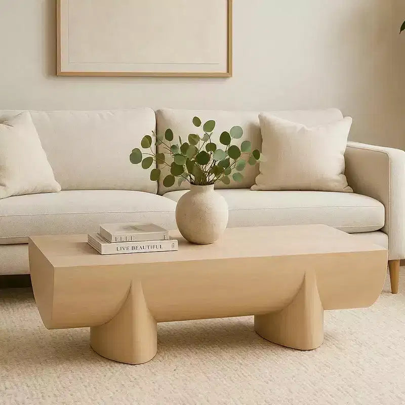 Table basse rectangulaire en bois de manguier naturel pour 1