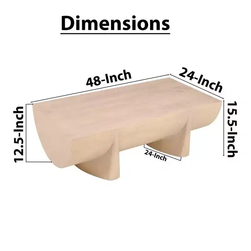 Table basse rectangulaire en bois de manguier naturel pour 1