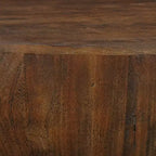 Table basse ronde tambour en manguier marron noyer pour 1 personne