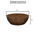 Table basse ronde tambour en manguier marron noyer pour 1 personne