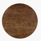 Table basse ronde tambour en manguier marron noyer pour 1 personne