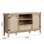 Buffet/Bahut de Ferme en Bois Naturel et Rotin pour 1 personne