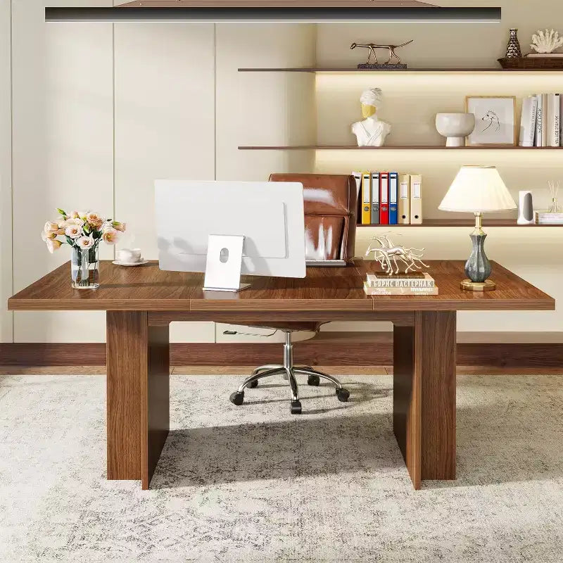 Table à manger rectangulaire de style rustique noire/marron/marron clair avec rangement pour 6 personnes