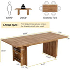 Table à manger rectangulaire de style rustique noire/marron/marron clair avec rangement pour 6 personnes