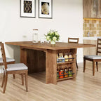 Table à manger rectangulaire de style rustique noire/marron/marron clair avec rangement pour 6 personnes