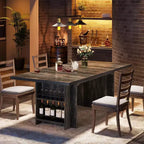 Table à manger rectangulaire de style rustique noire/marron/marron clair avec rangement pour 6 personnes