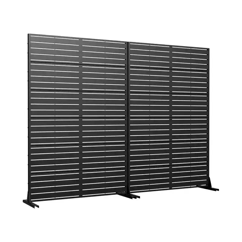 Clôture d'écran d'intimité extérieure en acier galvanisé noir pour 1 (Lot de 2)