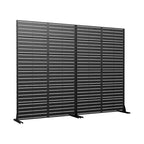 Clôture d'écran d'intimité extérieure en acier galvanisé noir pour 1 (Lot de 2)
