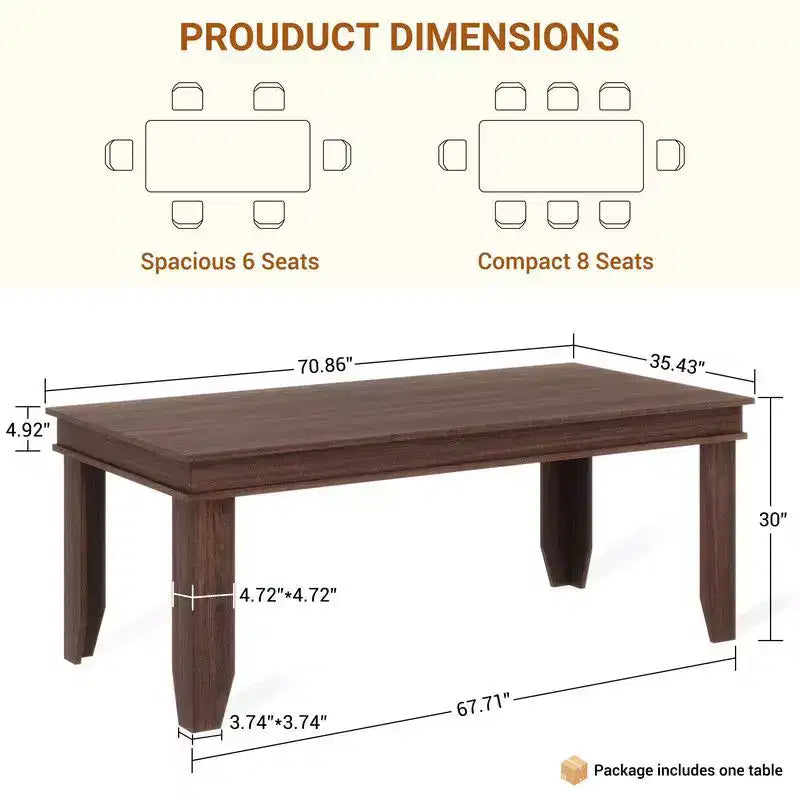 Table de salle à manger de style ferme pour 8 personnes (noir/marron/chêne/gris)