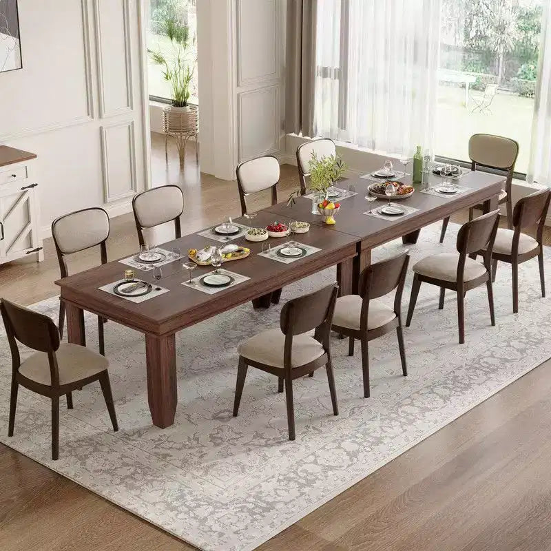 Table de salle à manger de style ferme pour 8 personnes (noir/marron/chêne/gris)