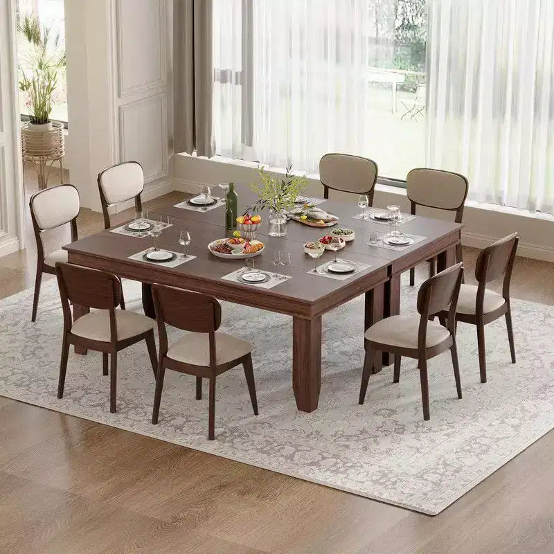 Table de salle à manger de style ferme pour 8 personnes (noir/marron/chêne/gris)