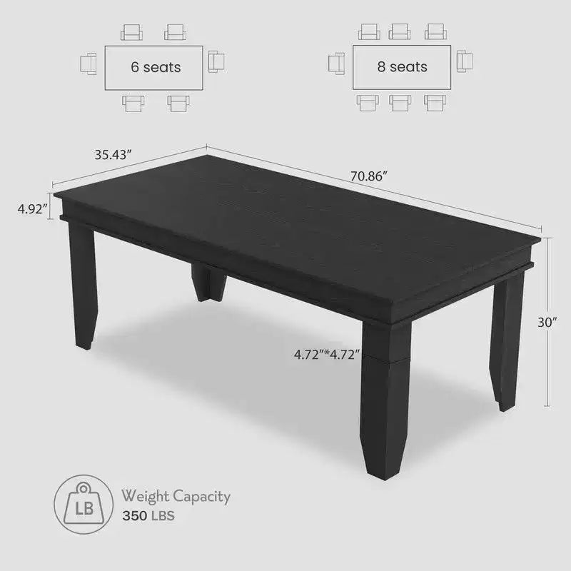 Table de salle à manger de style ferme pour 8 personnes (noir/marron/chêne/gris)