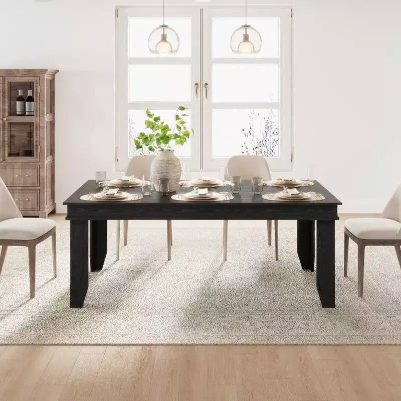 Table de salle à manger de style ferme pour 8 personnes (noir/marron/chêne/gris)