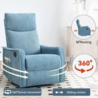 Fauteuil inclinable pivotant et à bascule en tissu beige/bleu/gris foncé/orange/blanc avec fonction chauffante et massante pour 1 personne
