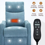 Fauteuil inclinable pivotant et à bascule en tissu beige/bleu/gris foncé/orange/blanc avec fonction chauffante et massante pour 1 personne