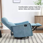 Fauteuil inclinable pivotant et à bascule en tissu beige/bleu/gris foncé/orange/blanc avec fonction chauffante et massante pour 1 personne