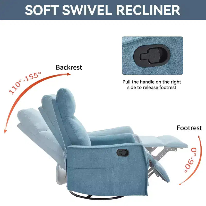 Fauteuil inclinable pivotant et à bascule en tissu beige/bleu/gris foncé/orange/blanc avec fonction chauffante et massante pour 1 personne