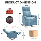 Fauteuil inclinable pivotant et à bascule en tissu beige/bleu/gris foncé/orange/blanc avec fonction chauffante et massante pour 1 personne
