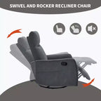 Fauteuil inclinable pivotant et à bascule en tissu beige/bleu/gris foncé/orange/blanc avec fonction chauffante et massante pour 1 personne