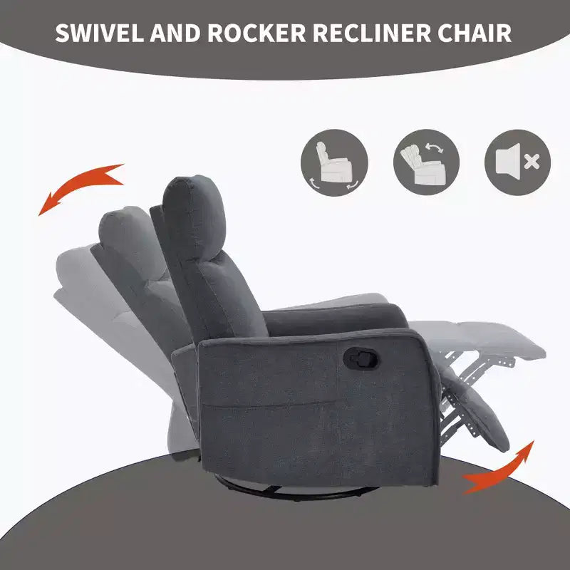 Fauteuil inclinable pivotant et à bascule en tissu beige/bleu/gris foncé/orange/blanc avec fonction chauffante et massante pour 1 personne