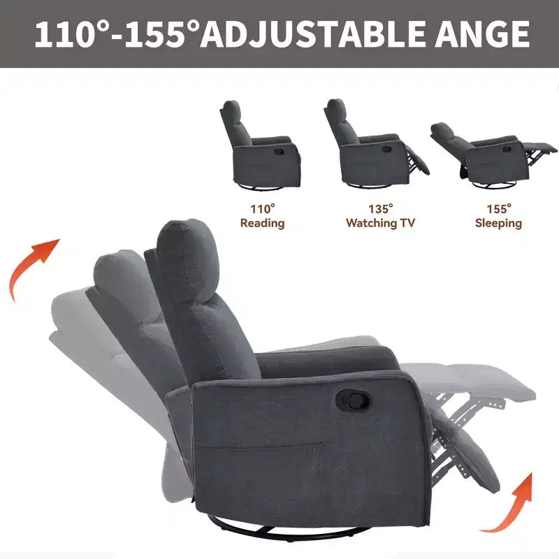 Fauteuil inclinable pivotant et à bascule en tissu beige/bleu/gris foncé/orange/blanc avec fonction chauffante et massante pour 1 personne
