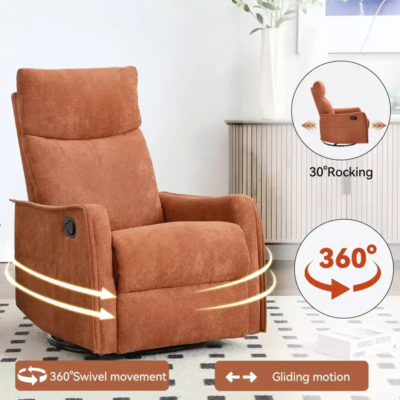 Fauteuil inclinable pivotant et à bascule en tissu beige/bleu/gris foncé/orange/blanc avec fonction chauffante et massante pour 1 personne