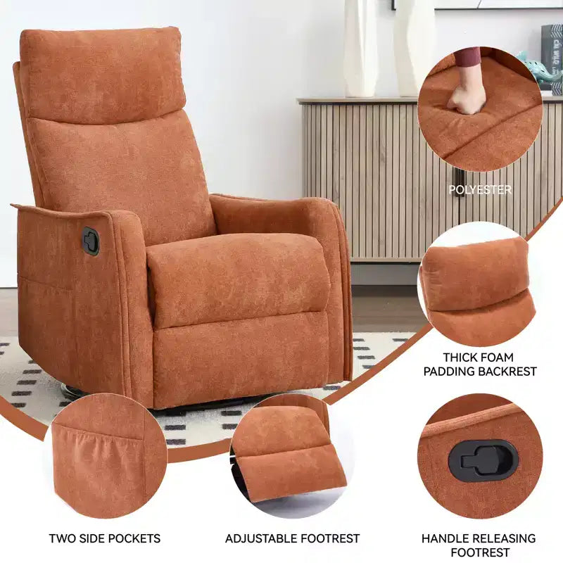 Fauteuil inclinable pivotant et à bascule en tissu beige/bleu/gris foncé/orange/blanc avec fonction chauffante et massante pour 1 personne