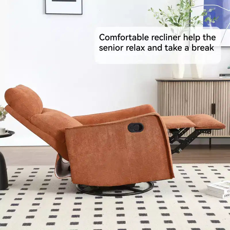 Fauteuil inclinable pivotant et à bascule en tissu beige/bleu/gris foncé/orange/blanc avec fonction chauffante et massante pour 1 personne