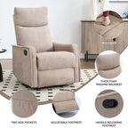 Fauteuil inclinable pivotant et à bascule en tissu beige/bleu/gris foncé/orange/blanc avec fonction chauffante et massante pour 1 personne