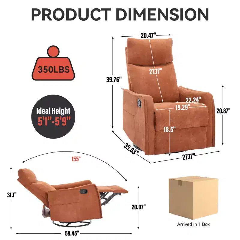 Fauteuil inclinable pivotant et à bascule en tissu beige/bleu/gris foncé/orange/blanc avec fonction chauffante et massante pour 1 personne
