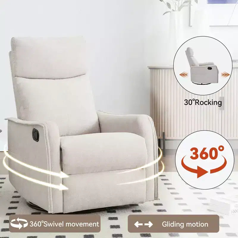 Fauteuil inclinable pivotant et à bascule en tissu beige/bleu/gris foncé/orange/blanc avec fonction chauffante et massante pour 1 personne