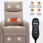 Fauteuil inclinable pivotant et à bascule en tissu beige/bleu/gris foncé/orange/blanc avec fonction chauffante et massante pour 1 personne