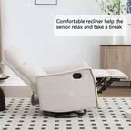 Fauteuil inclinable pivotant et à bascule en tissu beige/bleu/gris foncé/orange/blanc avec fonction chauffante et massante pour 1 personne