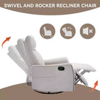 Fauteuil inclinable pivotant et à bascule en tissu beige/bleu/gris foncé/orange/blanc avec fonction chauffante et massante pour 1 personne