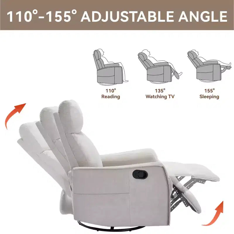 Fauteuil inclinable pivotant et à bascule en tissu beige/bleu/gris foncé/orange/blanc avec fonction chauffante et massante pour 1 personne