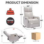 Fauteuil inclinable pivotant et à bascule en tissu beige/bleu/gris foncé/orange/blanc avec fonction chauffante et massante pour 1 personne