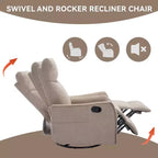 Fauteuil inclinable pivotant et à bascule en tissu beige/bleu/gris foncé/orange/blanc avec fonction chauffante et massante pour 1 personne