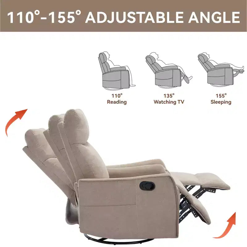 Fauteuil inclinable pivotant et à bascule en tissu beige/bleu/gris foncé/orange/blanc avec fonction chauffante et massante pour 1 personne